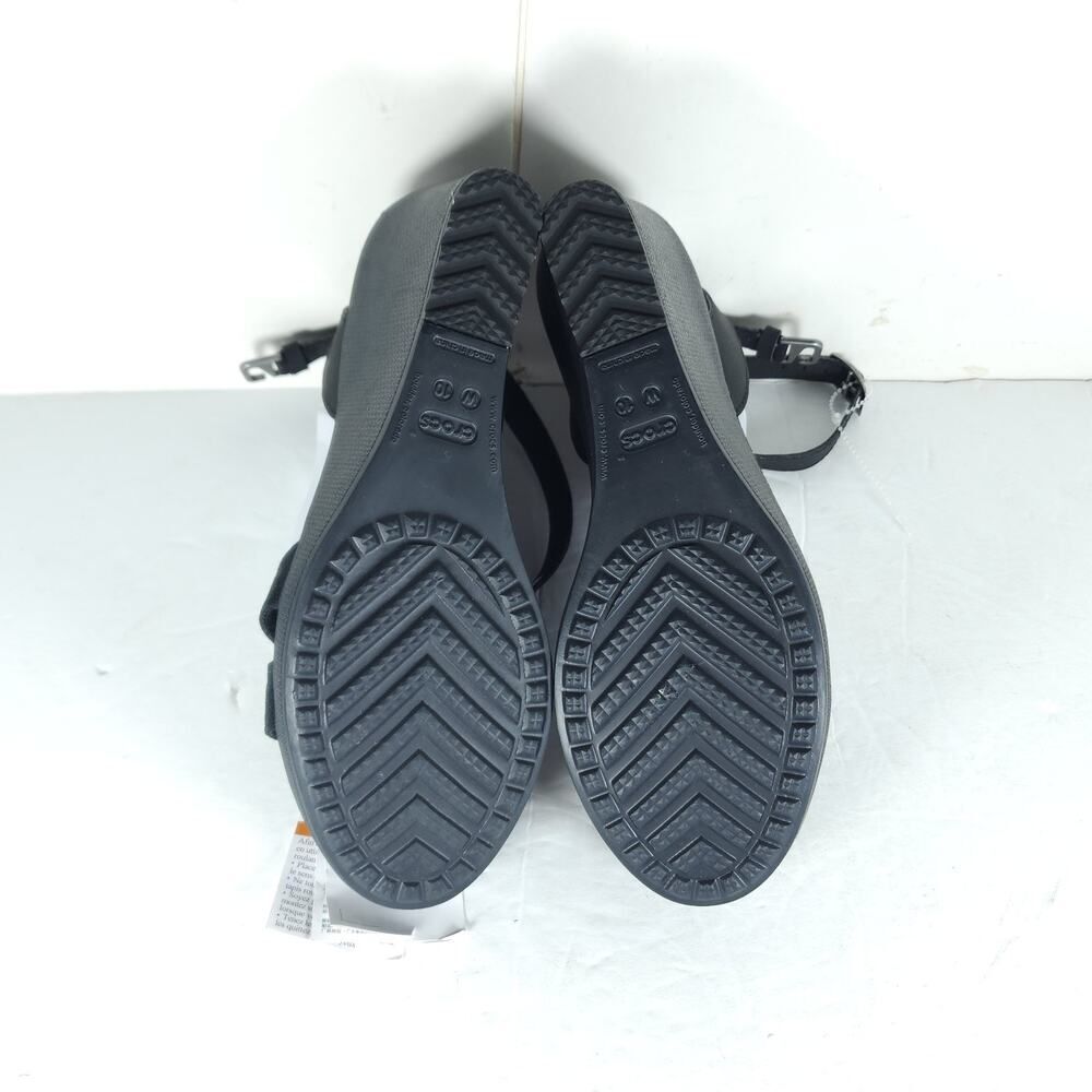 Crocs Women's Leigh II US 10 Black Canvas Ankle Strap Wedge Comfort Sandals NWT - Picture 10 of 16
